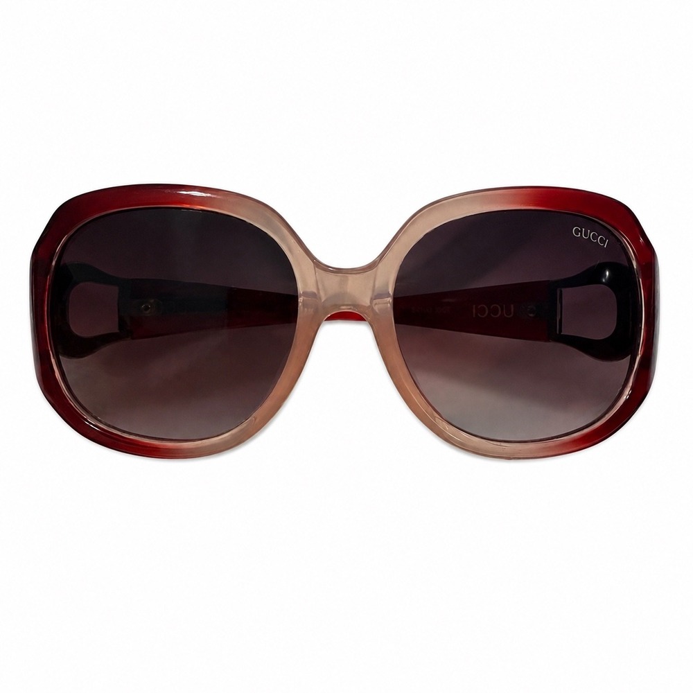 Gucci Sunglasses Women OS Red Pink Gradient Oversized Horsebit S-Y-A 2951 Luxury